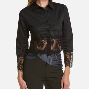 Black lace hem shirt
